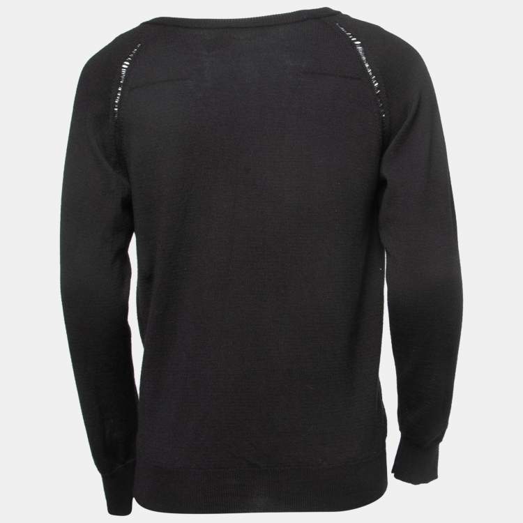 Pre Owned Dior Black Wool Button Front Cardigan L