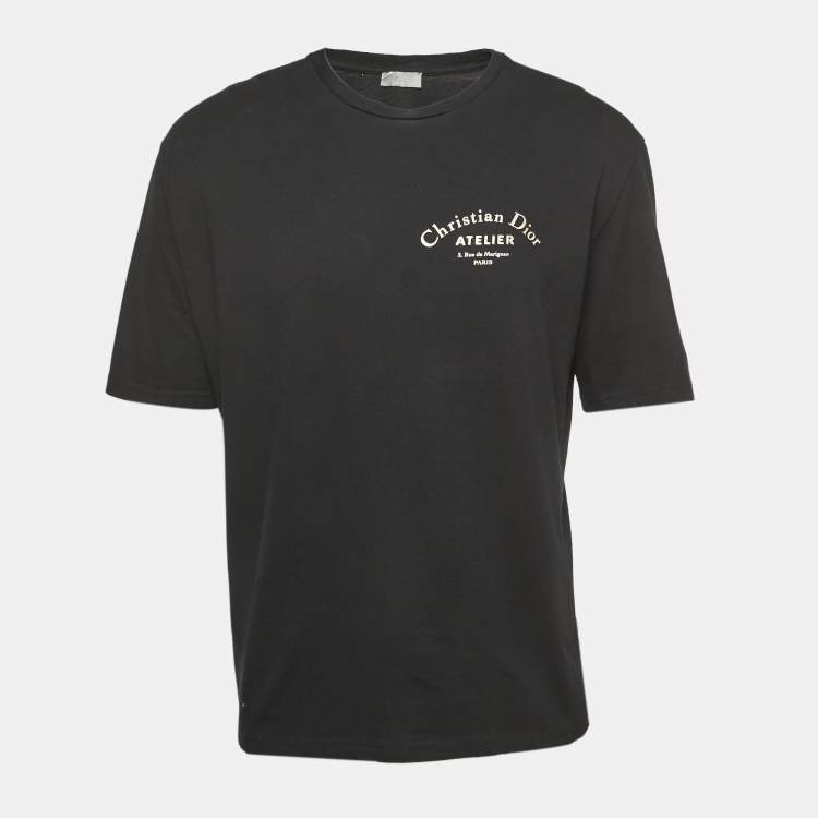 Dior Black Logo Print Cotton Crew Neck Half Sleeve T-Shirt