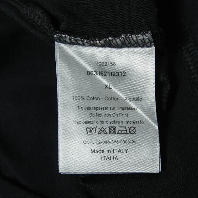 مملوكة مسبقًا Dior Black Logo Print Cotton Crew Neck Half Sleeve T-Shirt XL