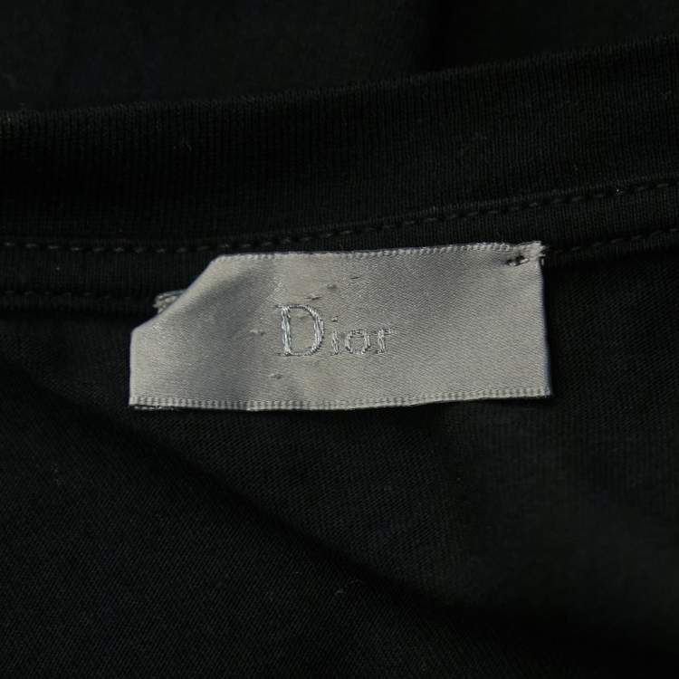 مملوكة مسبقًا Dior Black Logo Print Cotton Crew Neck Half Sleeve T-Shirt XL