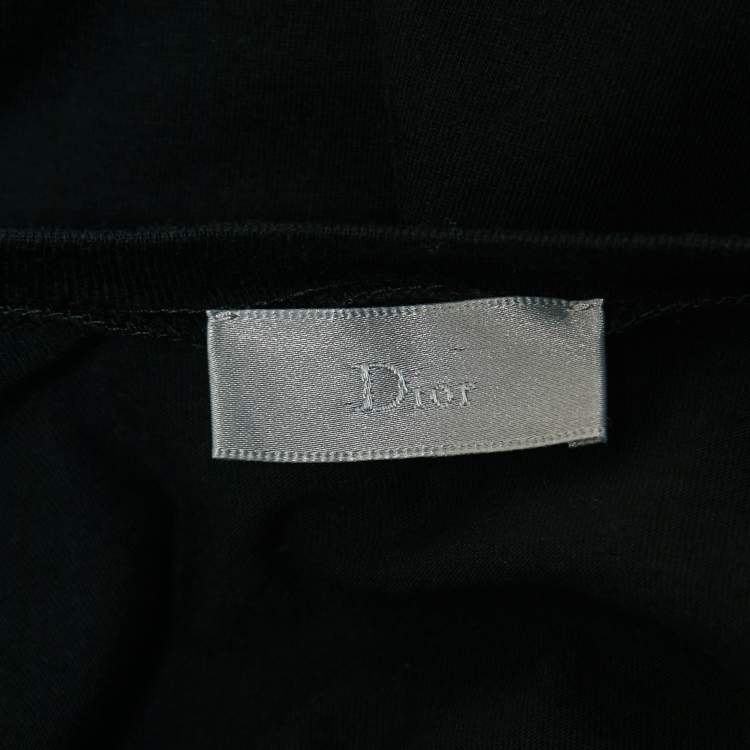 Pre Owned Dior Black Bee Script Print Cotton Half Sleeve T-Shirt XS