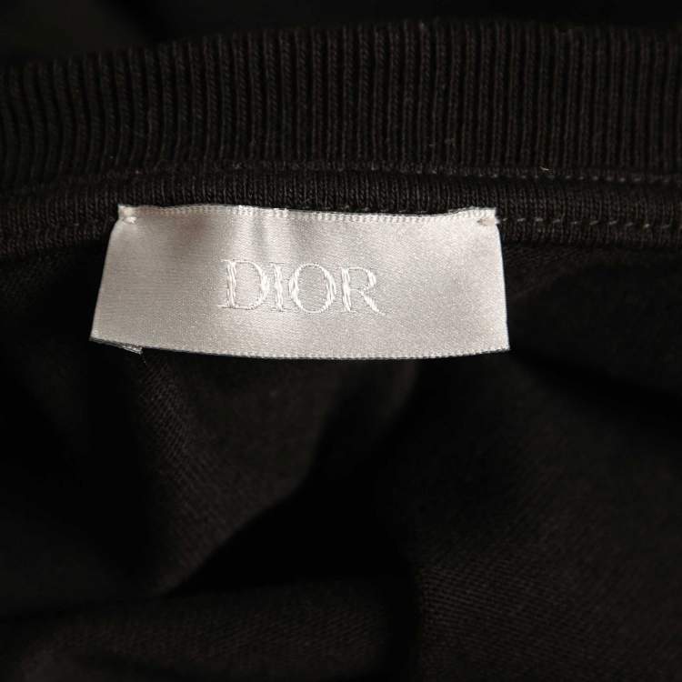 Pre Owned Dior Black Logo Embroidered Cotton Half Sleeve T-Shirt 3XL