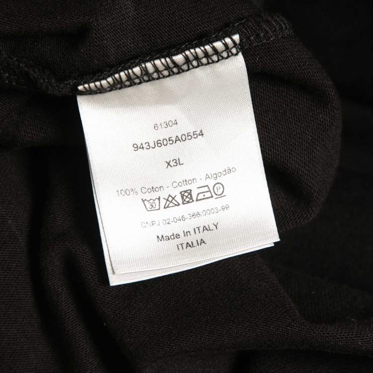 Pre Owned Dior Black Logo Embroidered Cotton Half Sleeve T-Shirt 3XL