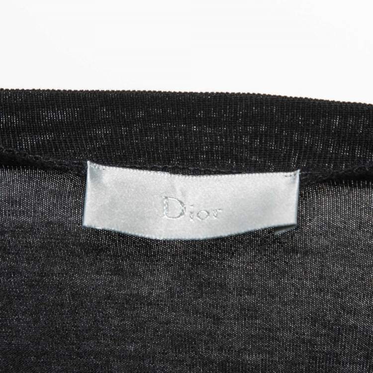 Pre Owned Dior Black Bee Embroidered Cotton Half Sleeve T-Shirt 3XL