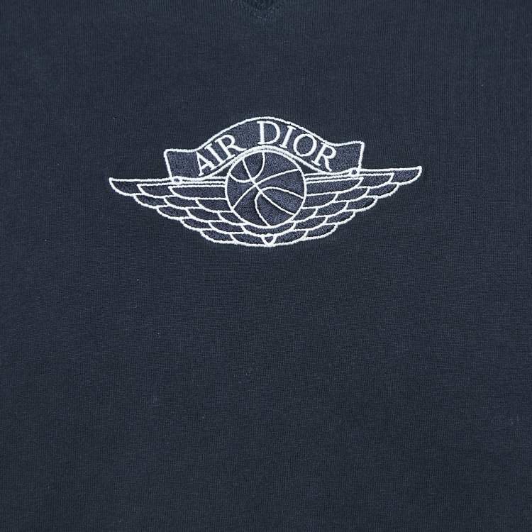 Pre Owned Dior Navy Blue Logo Print Half Sleeve T-Shirt S