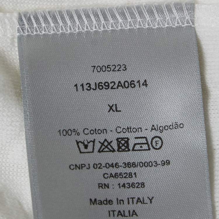 Pre Owned Dior White Oblique Jacquard Terry Cotton Relaxed Fit T-Shirt XL