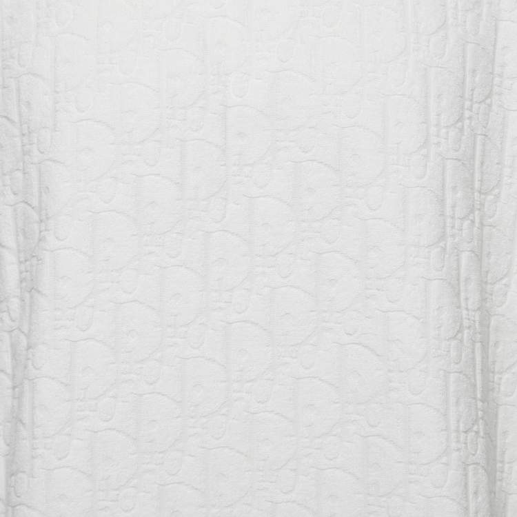 Pre Owned Dior White Oblique Jacquard Terry Cotton Relaxed Fit T-Shirt XL