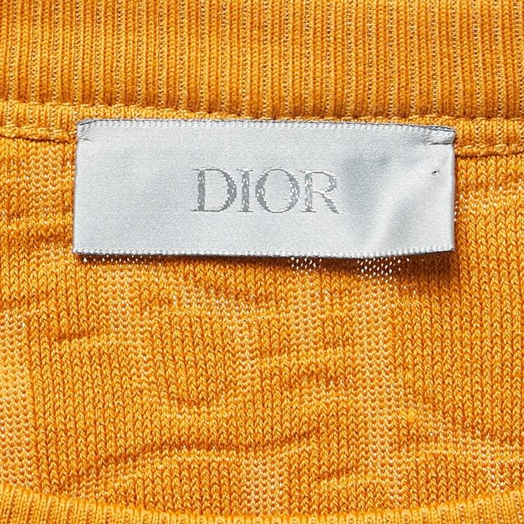 Pre Owned Dior Mustard Yellow Oblique Jacquard Terry Cotton Relaxed Fit T-Shirt XL