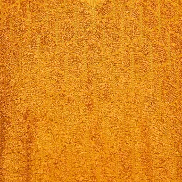 Pre Owned Dior Mustard Yellow Oblique Jacquard Terry Cotton Relaxed Fit T-Shirt XL