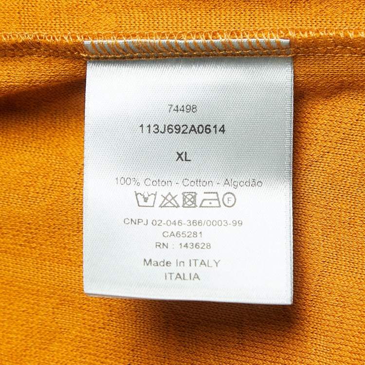 Pre Owned Dior Mustard Yellow Oblique Jacquard Terry Cotton Relaxed Fit T-Shirt XL
