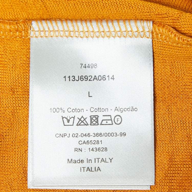 Pre Owned Dior Mustard Yellow Oblique Jacquard Terry Cotton Relaxed Fit T-Shirt L