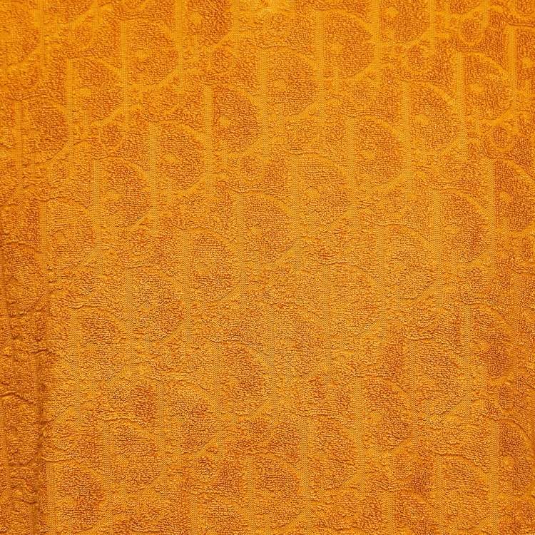 Pre Owned Dior Mustard Yellow Oblique Jacquard Terry Cotton Relaxed Fit T-Shirt L