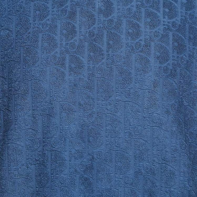 Pre Owned Dior Blue Oblique Jacquard Terry Cotton Relaxed Fit T-Shirt L