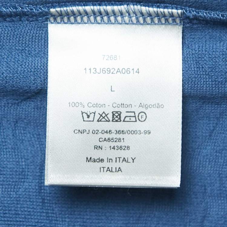 Pre Owned Dior Blue Oblique Jacquard Terry Cotton Relaxed Fit T-Shirt L