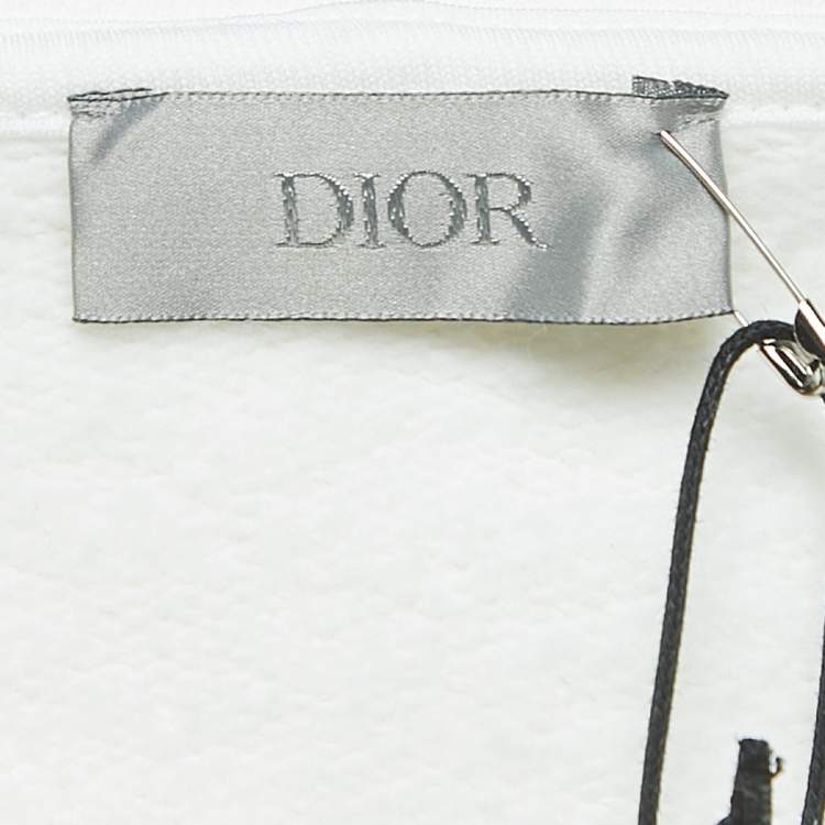 Pre Owned Dior White Cactus Jack Embroidered Cotton Hoodie M