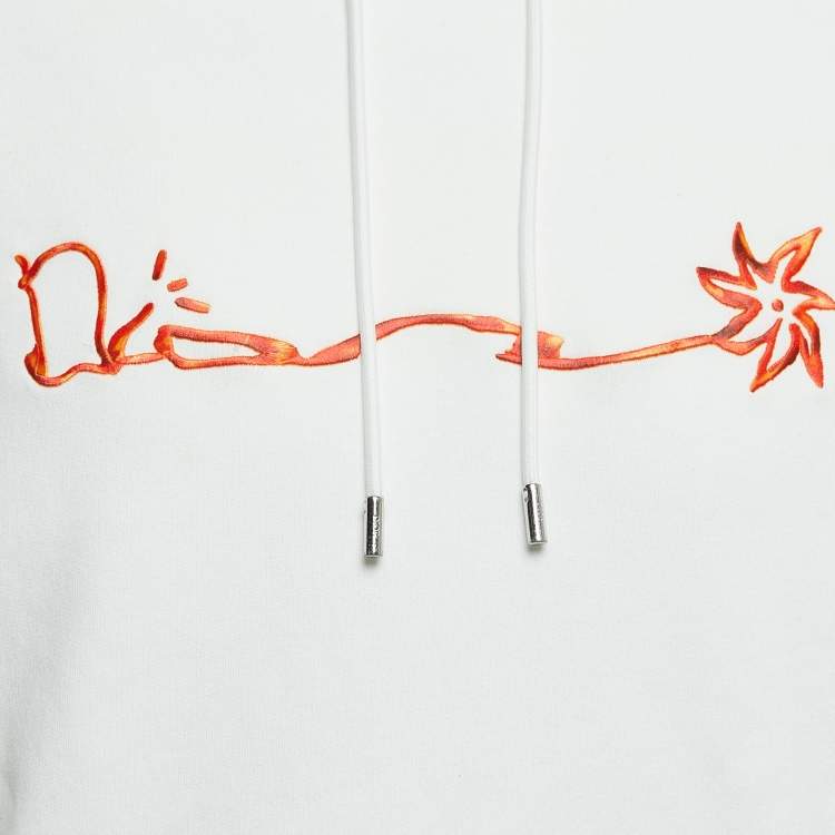 Pre Owned Dior White Cactus Jack Embroidered Cotton Hoodie M