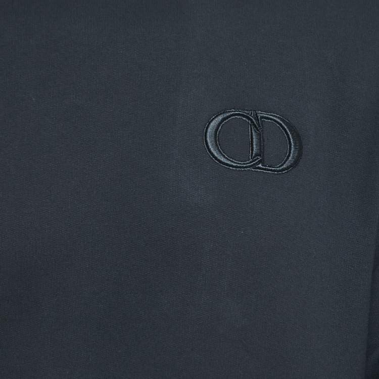 Pre Owned Dior Homme Black Logo Embroidered Cotton Crew Neck Sweatshirt M