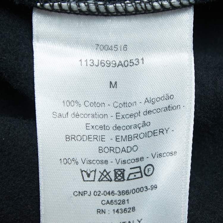 Pre Owned Dior Homme Black Logo Embroidered Cotton Crew Neck Sweatshirt M