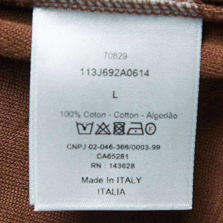 Pre Owned Dior Brown Oblique Jacquard Terry Cotton Relaxed Fit T-Shirt L