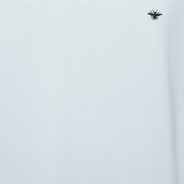 Pre Owned Dior Homme White Bee Embroidered Cotton Crew Neck T-Shirt XL