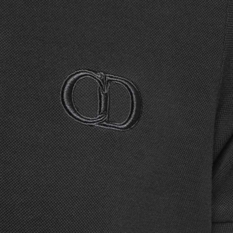 Pre Owned Dior Black Cotton Pique Logo-Embroidered Polo T-Shirt M