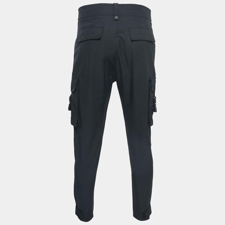 Pre Owned Dior Homme Black Technical Cotton Tactical CD Buckled Cargo Pants S
