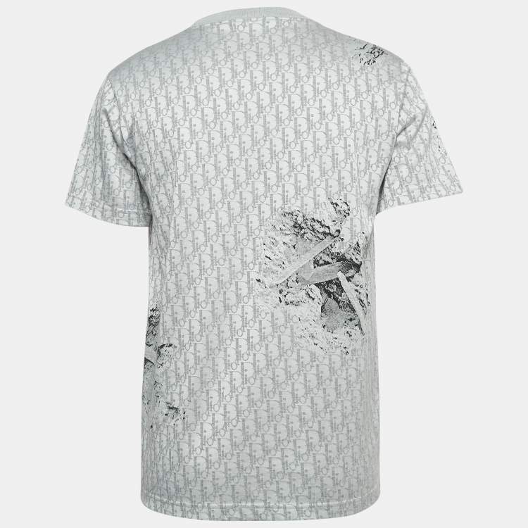 Pre Owned Dior X Daniel Arsham Grey Oblique Jacquard Knit T-Shirt S