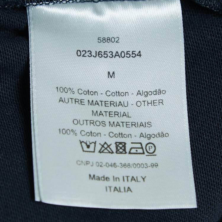 Pre Owned Dior Navy Blue Cotton Saddle Bag T-Shirt M