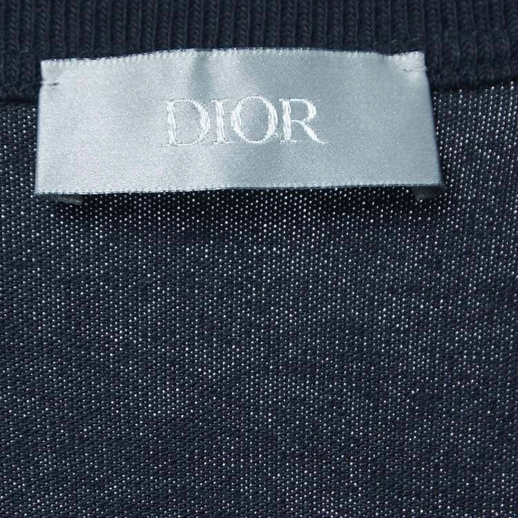 Pre Owned Dior Navy Blue Cotton Saddle Bag T-Shirt M