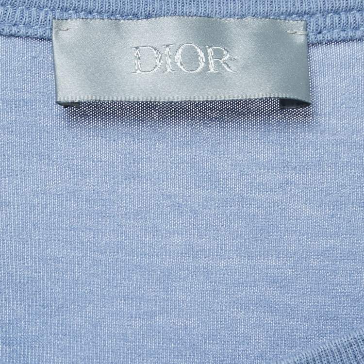 Pre Owned Dior Light Blue Cotton CD Icon Embroidered T-Shirt S