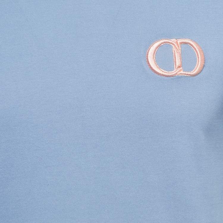 Pre Owned Dior Light Blue Cotton CD Icon Embroidered T-Shirt S
