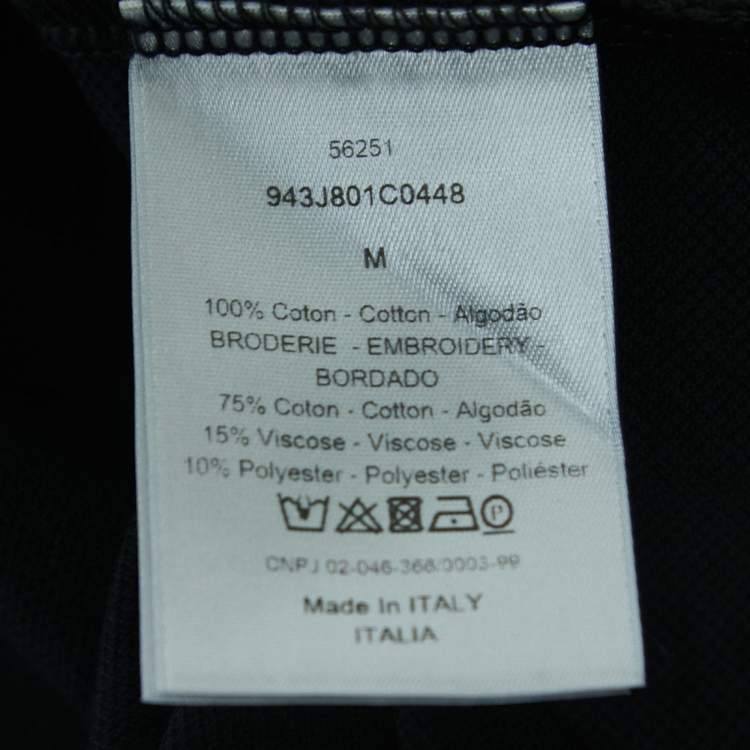 Pre Owned Dior Black Cotton Embroidered Polo T-Shirt M