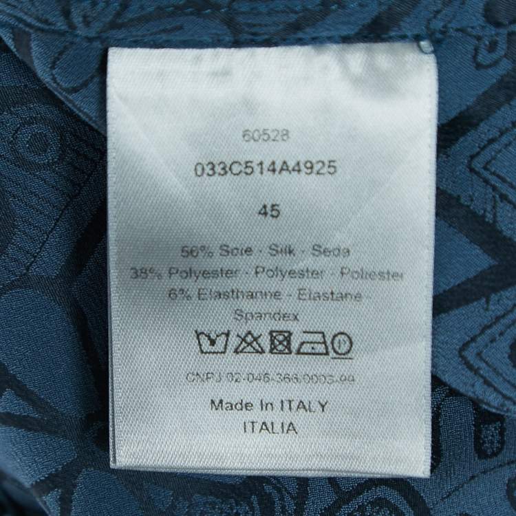 Pre Owned Dior Blue Jacquard Silk Short Sleeve Shirt 2XL