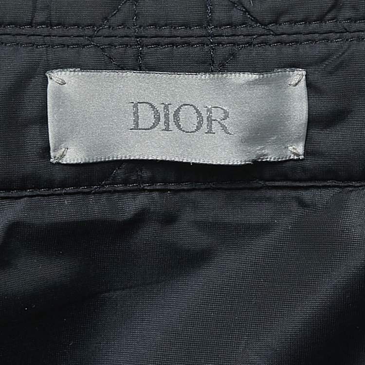 Pre Owned Dior Homme Navy Blue Cannage Quilt Nylon Blend Oversized Shirt L