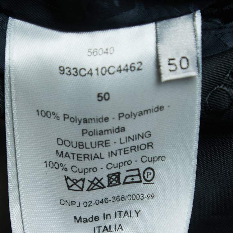 Pre Owned Dior Black Oblique Nylon Zip Front Bomber Jacket L