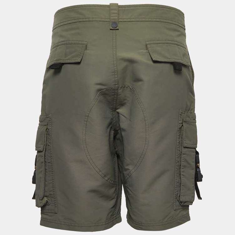 Pre Owned Dior Green Nylon Cargo Shorts L