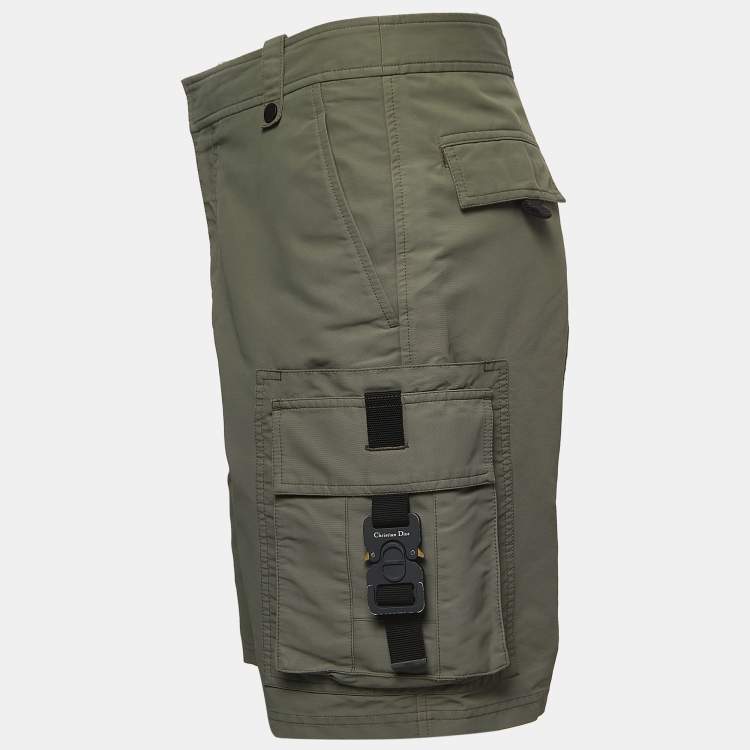 Pre Owned Dior Green Nylon Cargo Shorts L