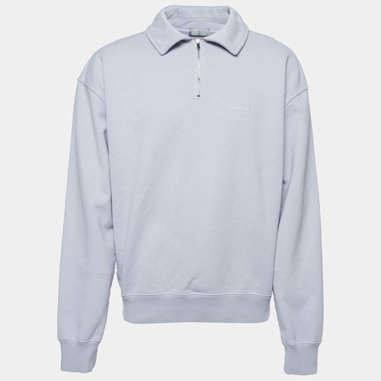 Pre Owned Dior Homme Purple Logo Embroidered Cotton Zip-up Sweatshirt M