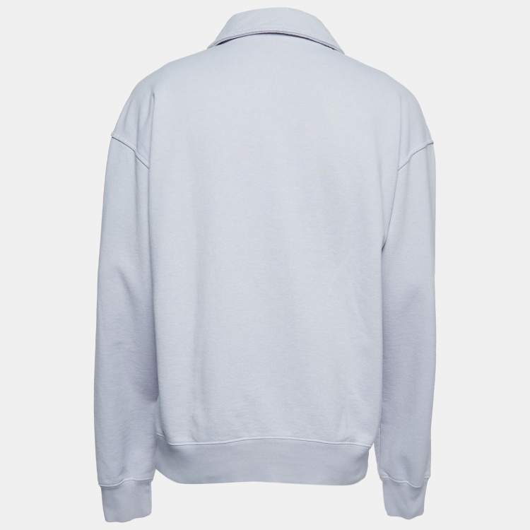 Pre Owned Dior Homme Purple Logo Embroidered Cotton Zip-up Sweatshirt M
