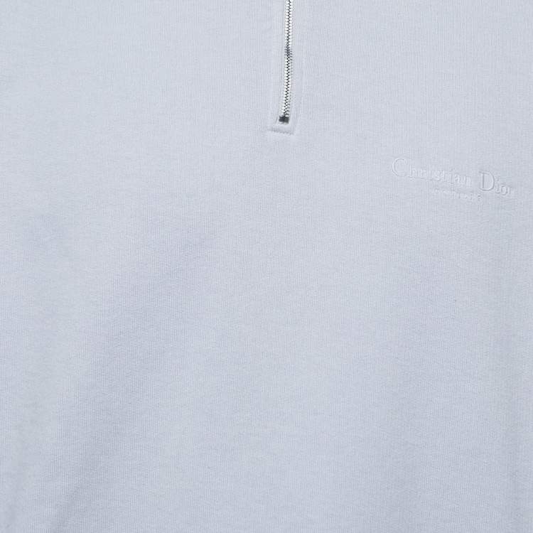 Pre Owned Dior Homme Purple Logo Embroidered Cotton Zip-up Sweatshirt M
