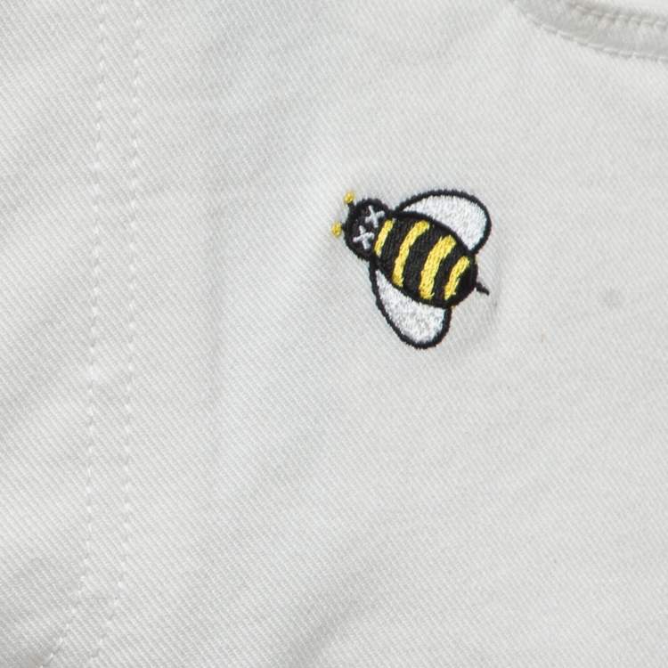 Pre Owned Dior X Kaws White Bee Embroidered Denim Jeans L Waist 34"