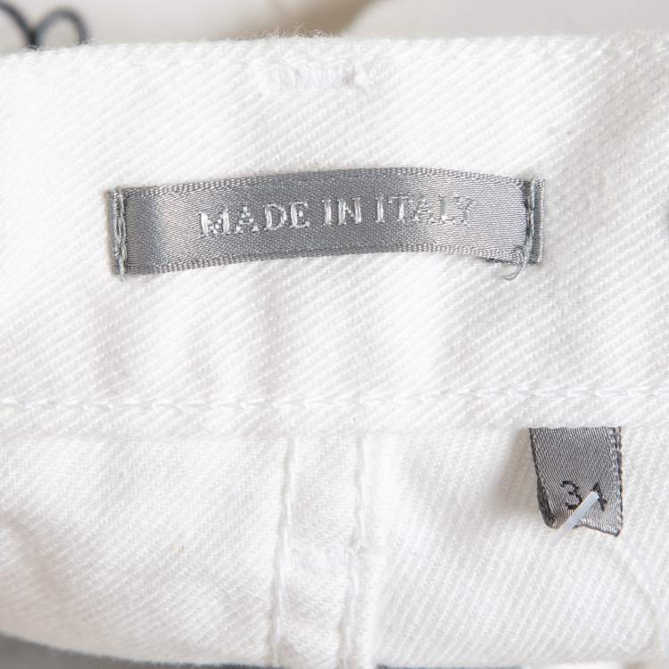 Pre Owned Dior X Kaws White Bee Embroidered Denim Jeans L Waist 34"
