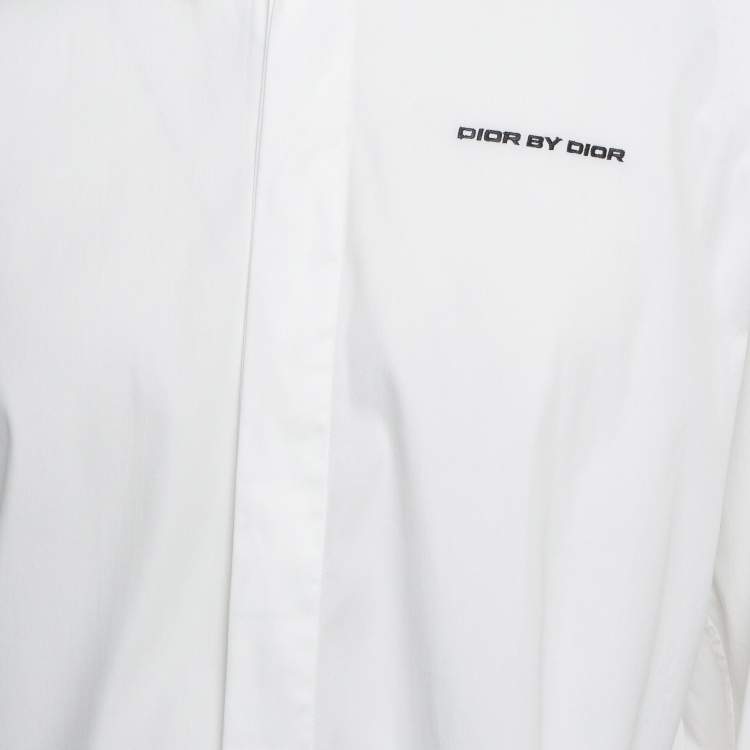 Pre Owned Dior White Cotton Logo Embroidered Button-Up Shirt XL