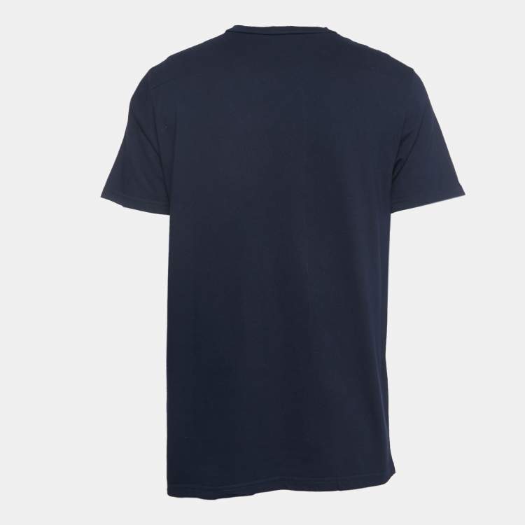 Pre Owned Dior Navy Blue Cotton V-Neck T-Shirt XL
