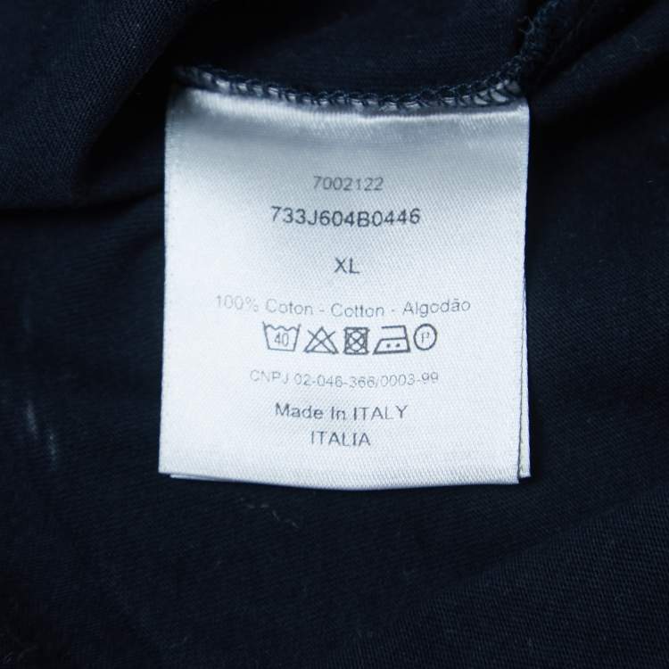 Pre Owned Dior Navy Blue Cotton V-Neck T-Shirt XL