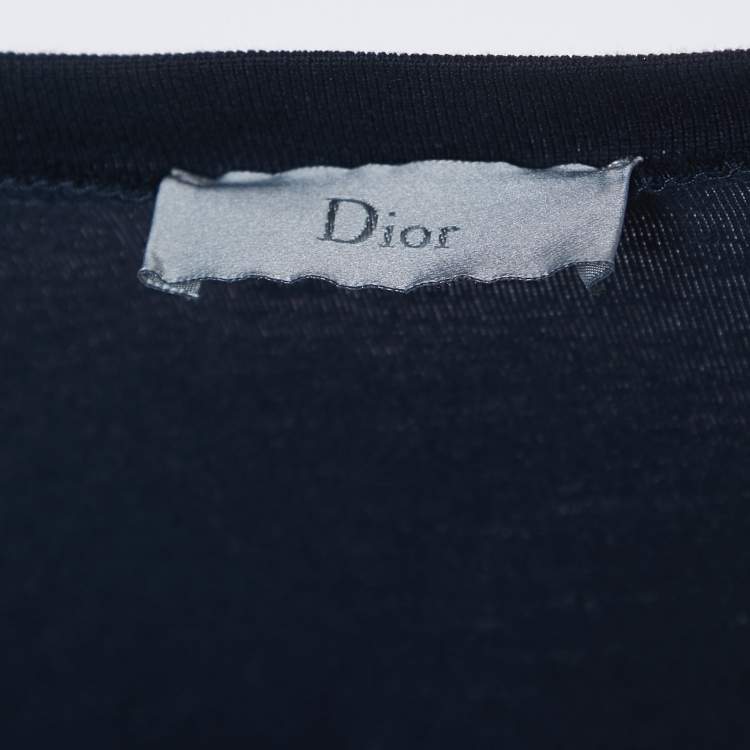 Pre Owned Dior Navy Blue Cotton V-Neck T-Shirt XL
