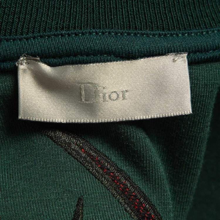Pre Owned Dior Homme Black Logo Embroidered Knit Crew Neck Sweatshirt L