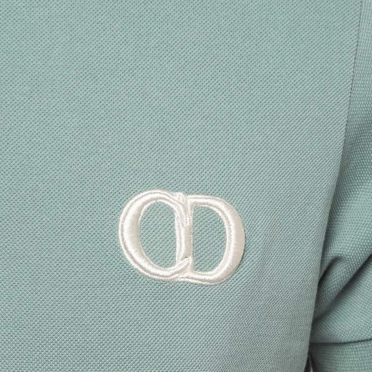 Pre Owned Dior Green Cotton Pique Embroidered Logo Polo T-Shirt M