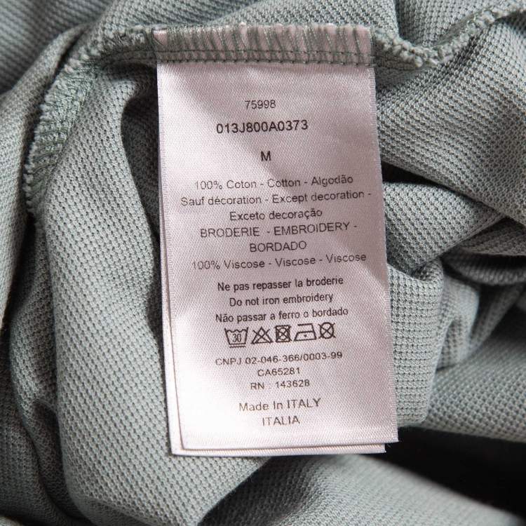 Pre Owned Dior Green Cotton Pique Embroidered Logo Polo T-Shirt M