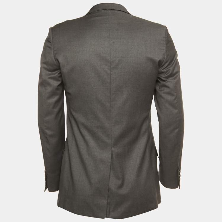 Pre Owned Dior Grey Wool Single-Breasted Jacket S
